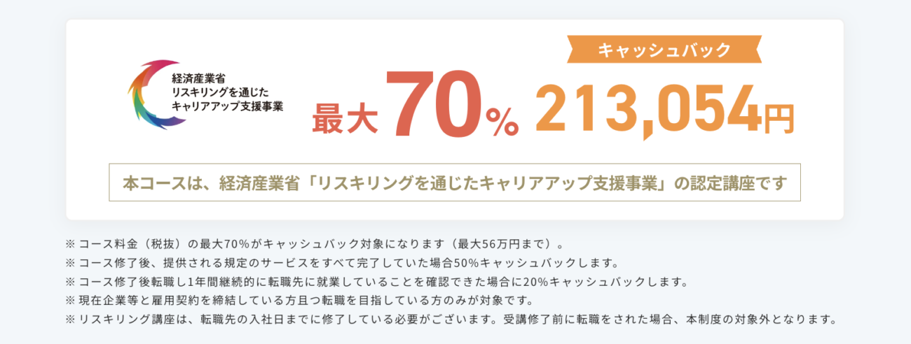 DMM WEBCAMPの給付制度