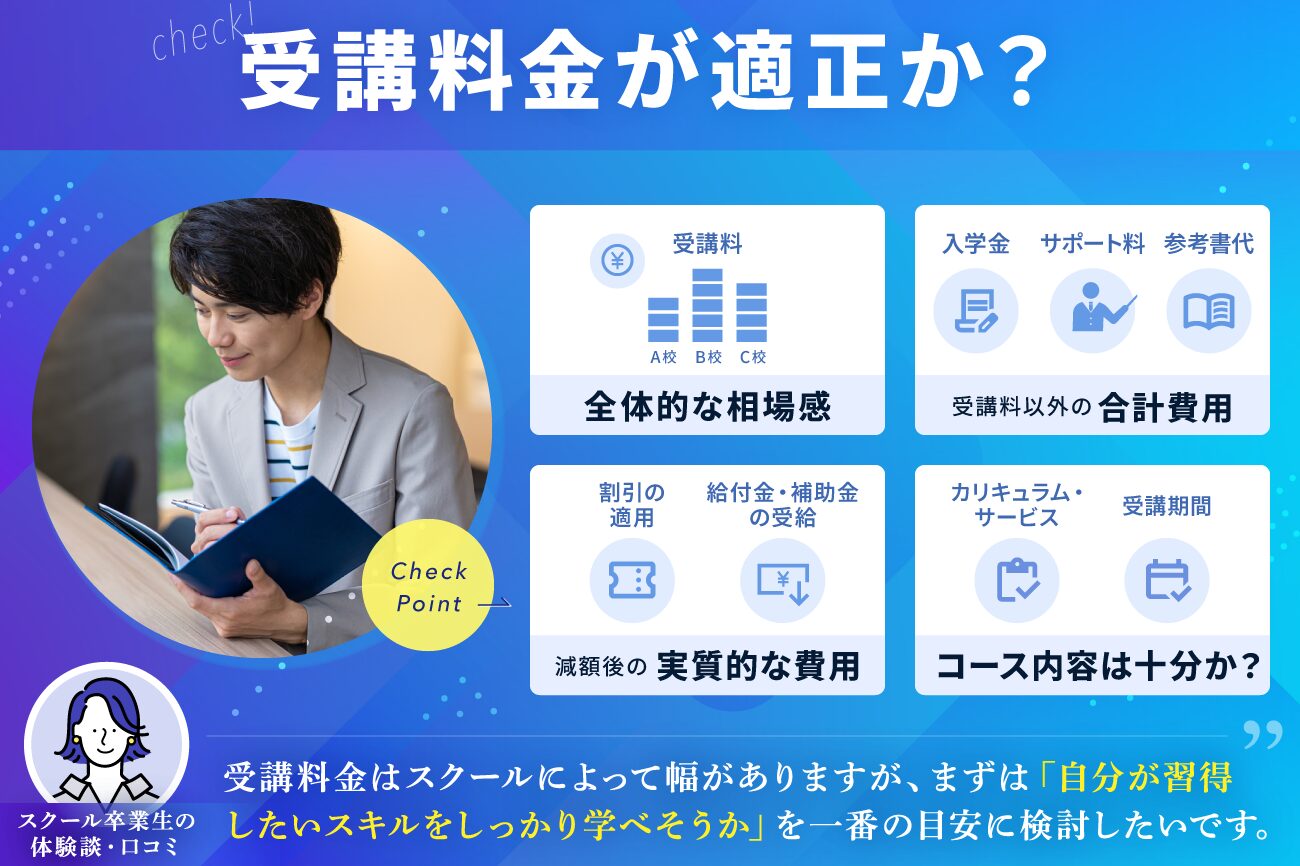 プログラミングスクールの選び方：受講料金が適正か