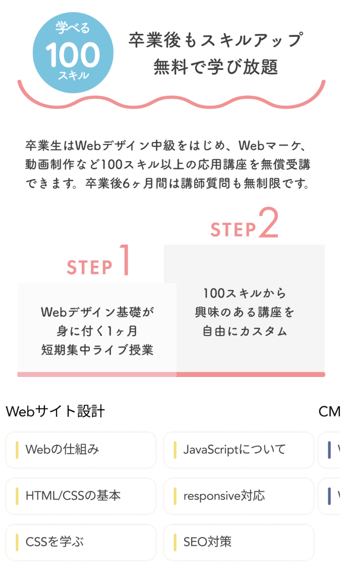 Fammで学べる100種類以上のスキル